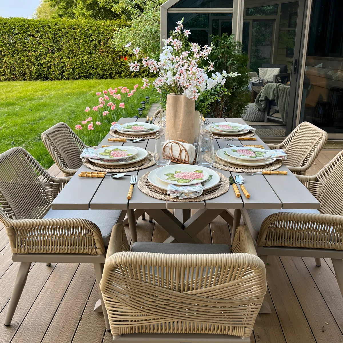 8 - Person Patio Dining Set with Rectangular Table , Cushions Included | Wayfair North America