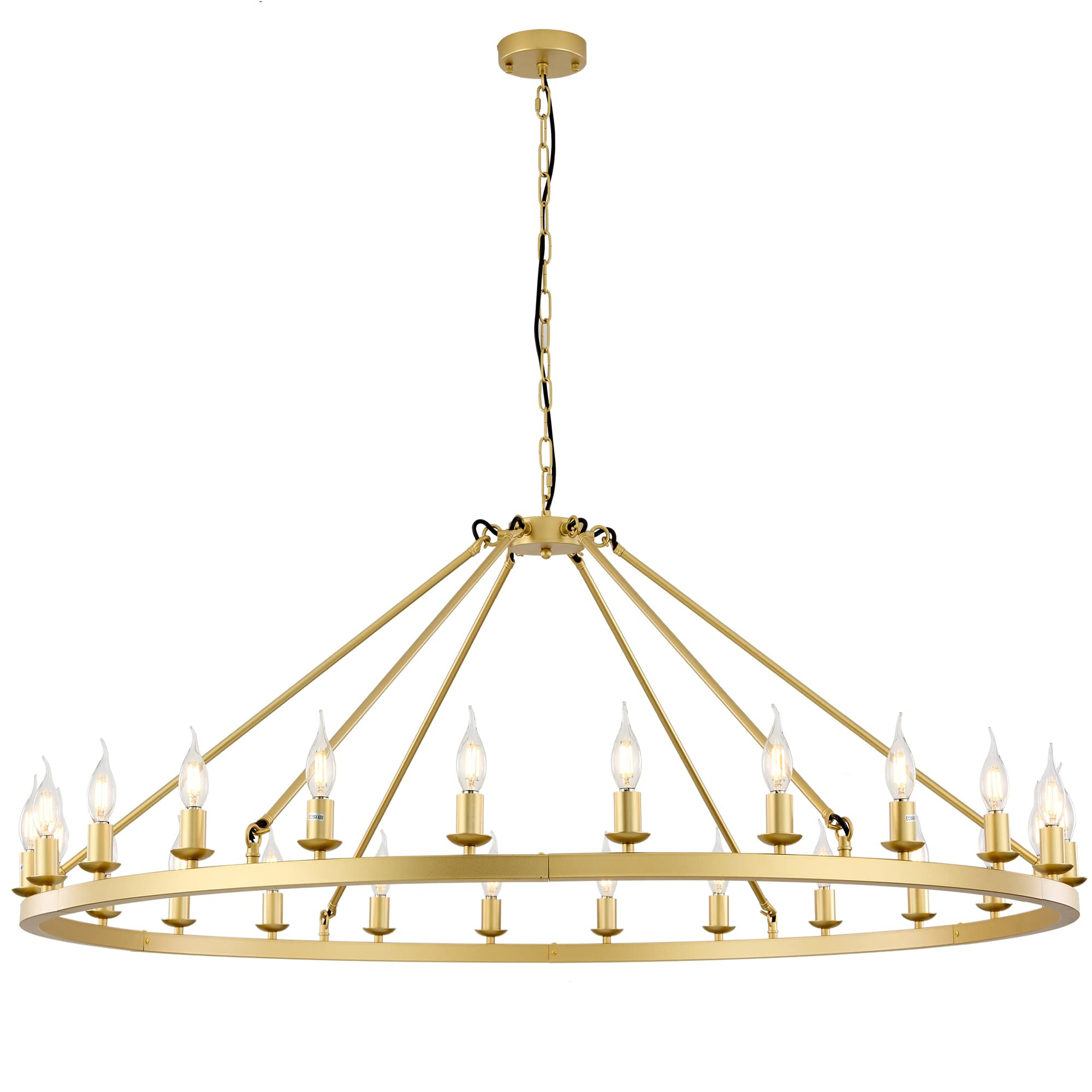 Hubrin Luxury Gold Wagon Wheel Chandelier 24-Light 53 inch Large Vintage Rustic Chandelier Lighti... | Amazon (US)
