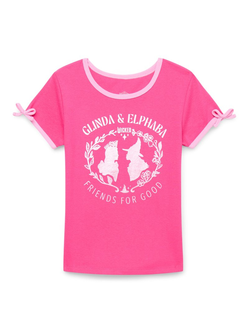 Wicked Girls Short Sleeve Bow Detail Graphic T-Shirt, Sizes 4-16 | Walmart (US)