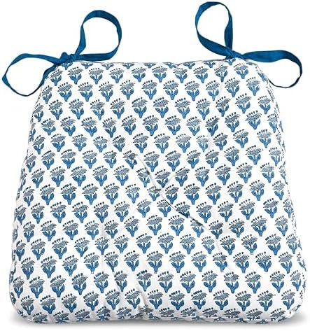 CPC Apatite Blue Hand Block Printed Cotton Chair Cushions Set of 2,Reversible Outdoor/Indoor Chai... | Amazon (US)