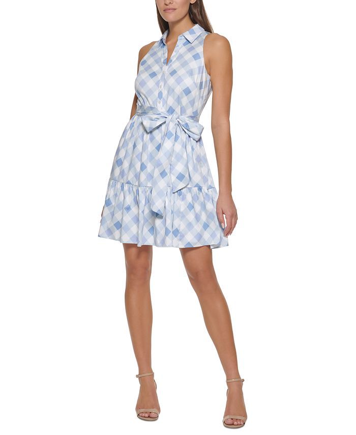 Tommy Hilfiger Women's Gingham-Print Belted Dress & Reviews - Dresses - Women - Macy's | Macys (US)