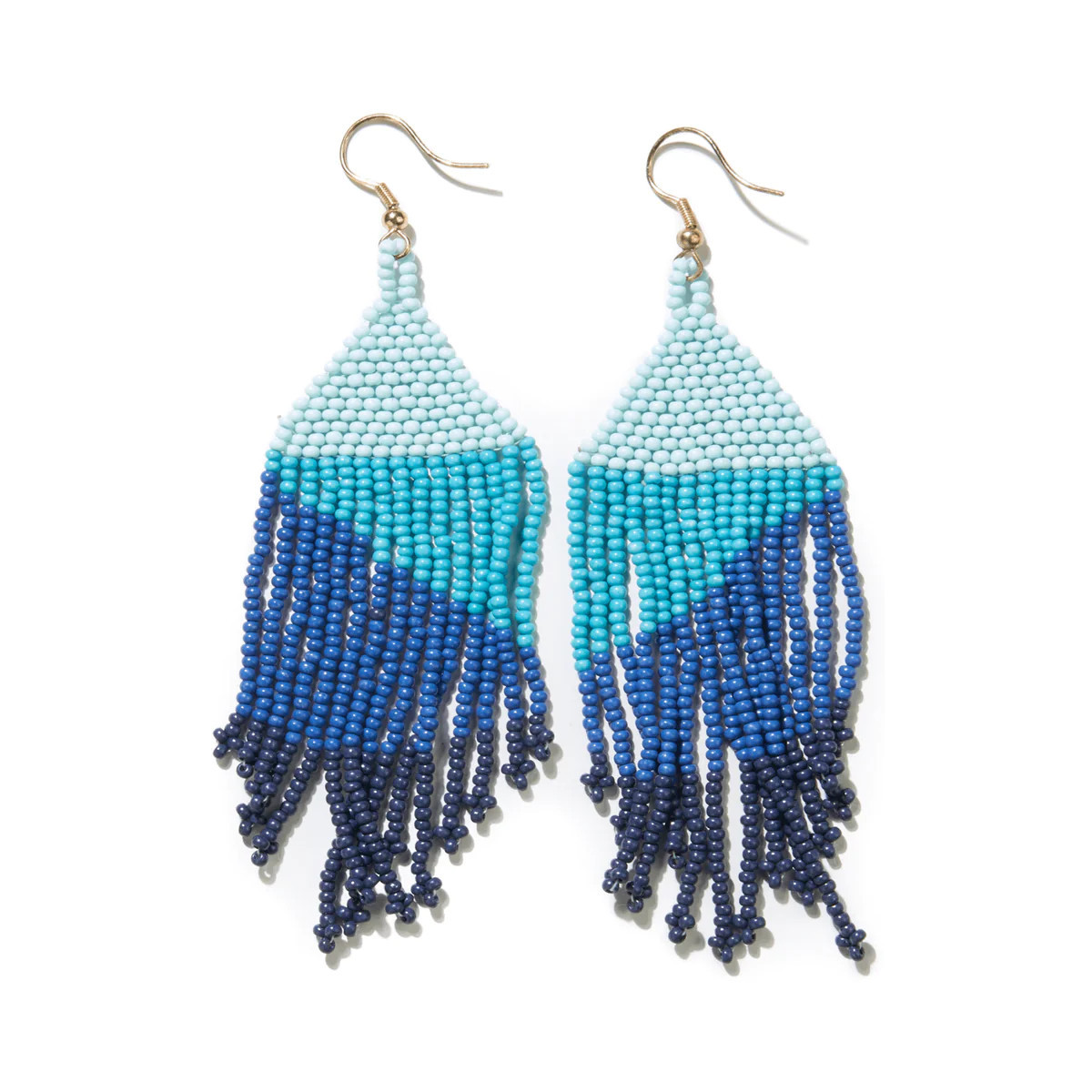 Erin Ombre Beaded Fringe Earrings Blue | INK+ALLOY