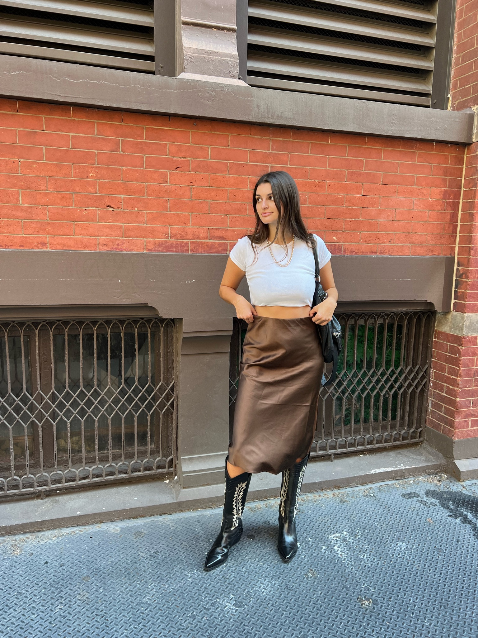 silk midi skirt- size small
black cowboy boots TTS  
fall outfit ideas 

#LTKSeasonal #LTKunder50 #LTKunder100