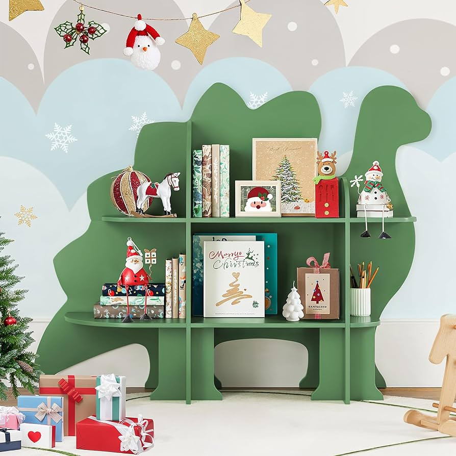 Dinosaur Kids Bookshelf, 2-Tier Bookshelf for Kids, Baby Bookshelf and Toy Storage, Wooden Kids B... | Amazon (US)