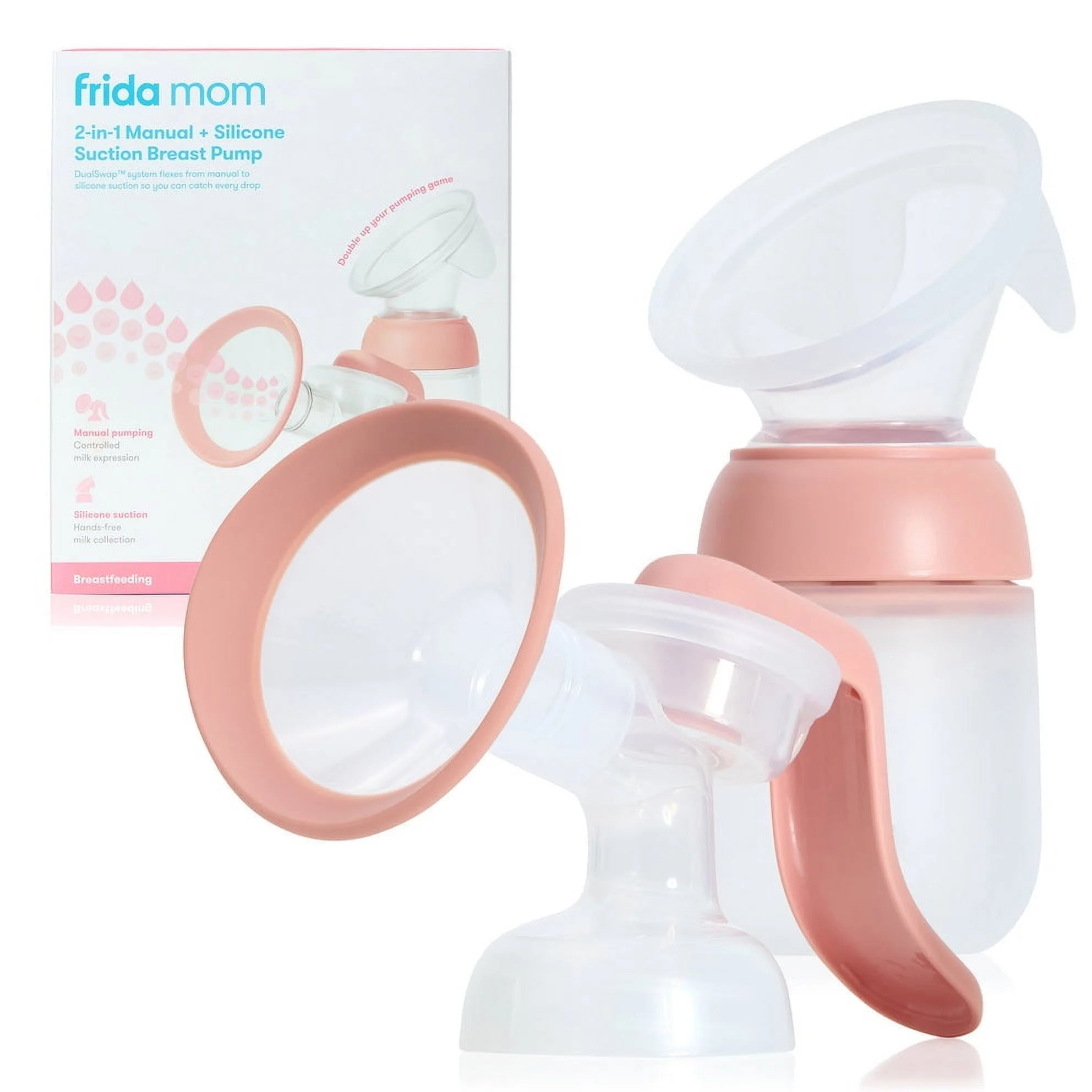 Frida Mom 2-in-1 Manual Breast Pump with Hands-Free Silicone Suction Cup, Milk Collector, Wireles... | Walmart (US)