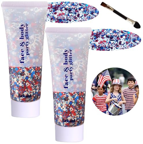Body Glitter Face Glitter Gel: Singer Concerts Disco Festival Rave Accessories Face Glitter Makeup 100ml Chunky Sequins Mermaid Face Body Hair Glitter Gel (USA Pride) | Amazon (US)