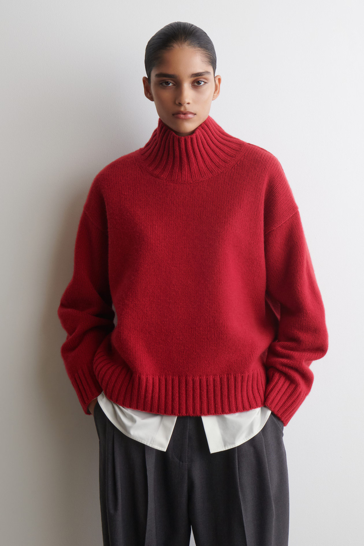 CASHMERE FUNNEL-NECK JUMPER - RED | COS GB | COS UK