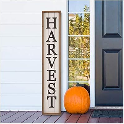 Glitzhome Rustic Farmhouse Style 41.73"H Wooden"HARVEST" Vertical Porch Sign Fall Harvest Thanksg... | Amazon (US)