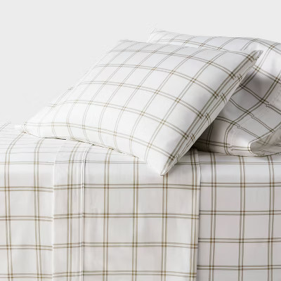King 400 Thread Count Performance Sheet Set Green Plaid - Threshold™ | Target