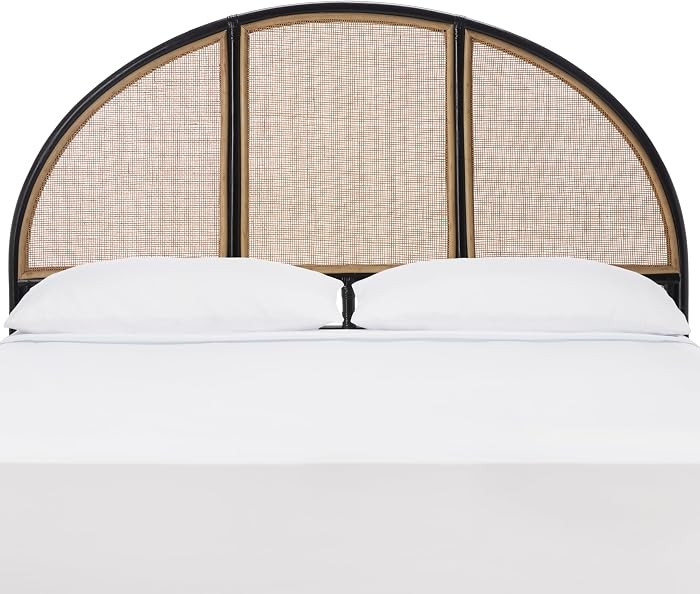 SAFAVIEH Furniture - Kurumi King Headboard - Black - Rattan & Solid Wood - Round Handwoven Design... | Amazon (US)