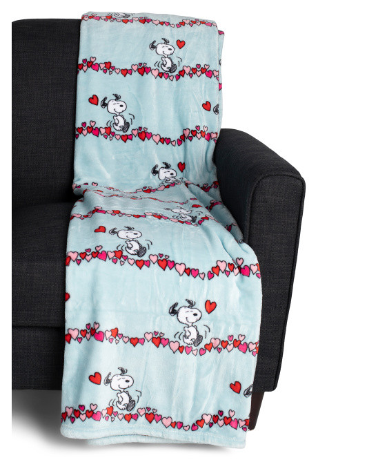 Snoopy Hearts And Stripes Throw | TJ Maxx