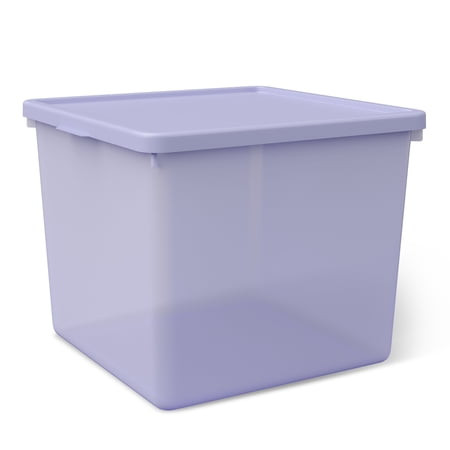 Mainstays Kids Large Plastic Storage Bin with Lid, Purple | Walmart (US)