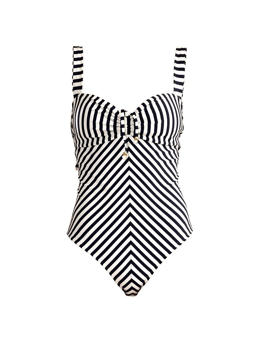 Striped Self-Tie One-Piece Swimsuit | Saks Fifth Avenue