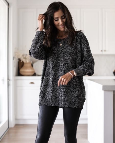 Amazon knit sweater under $30. I’m just shy of 5-7” wearing the size small and small faux leather leggings, StylinByAylin 

#LTKstyletip