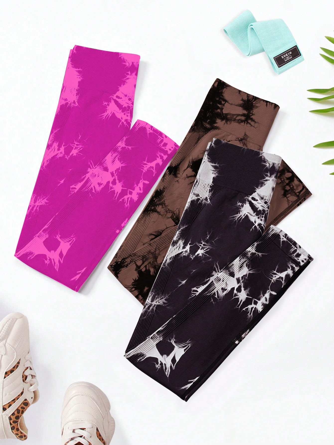 Yoga Trendy 3pcs Tie Dye Wideband Waist Sports Leggings | SHEIN