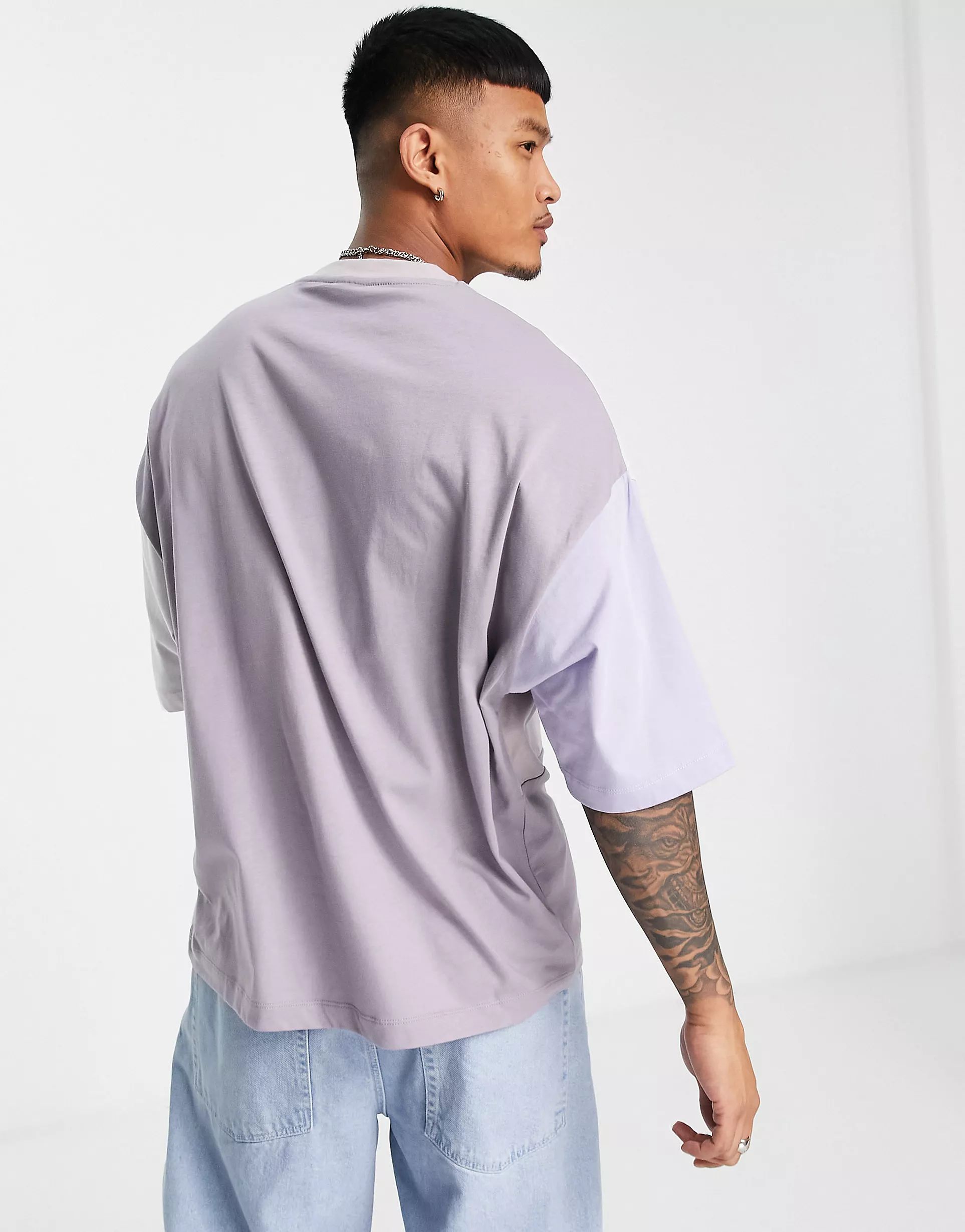 ASOS DESIGN oversized T-shirt in purple color block | ASOS (Global)
