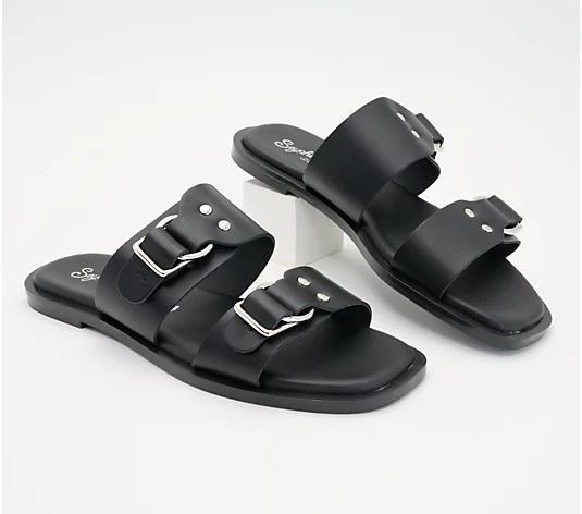 Seychelles Buckle Leather Slide Sandals - Admire Me - QVC.com | QVC