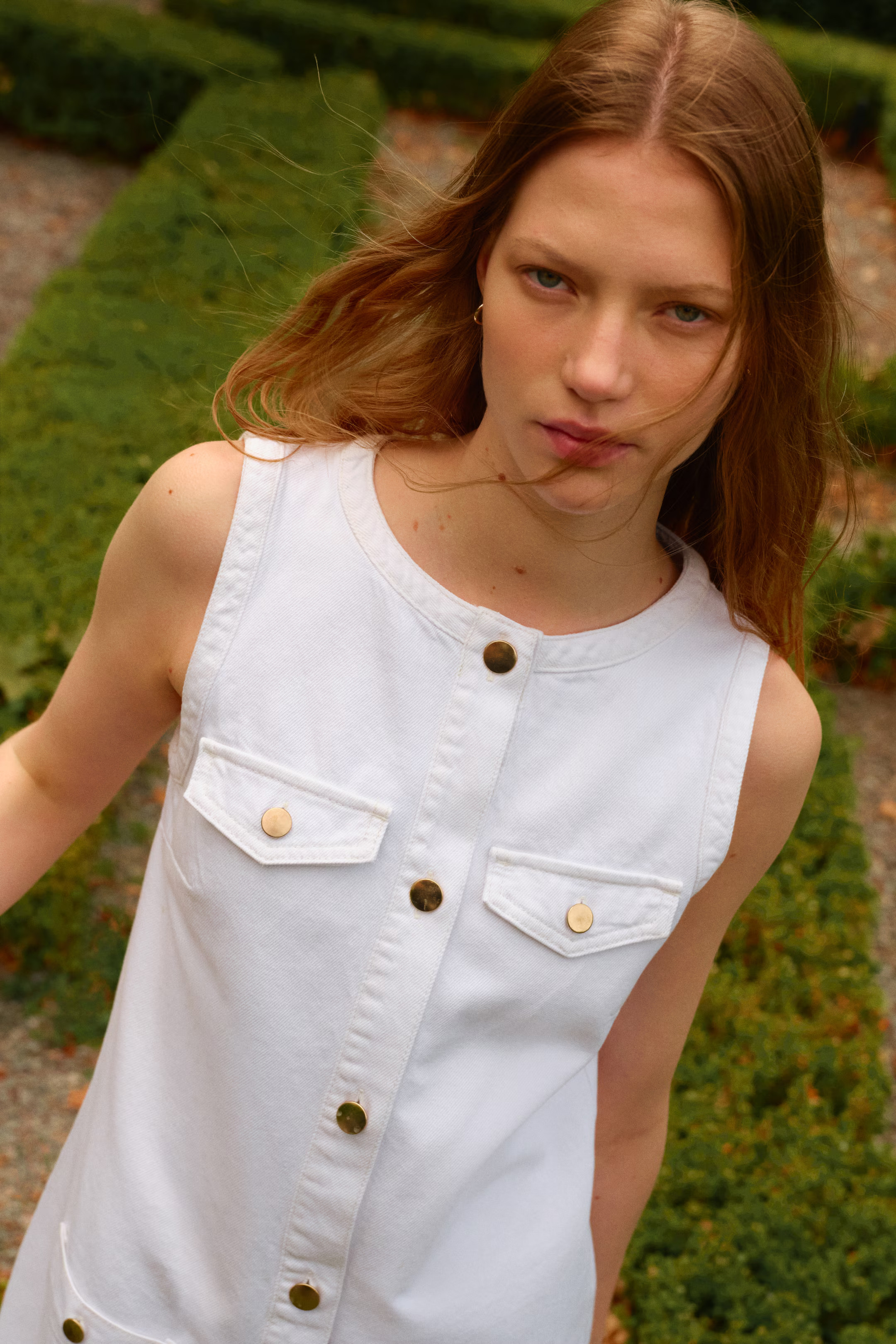 - Sleeveless Denim Dress - White - Ladies | H&M US | H&M (US + CA)