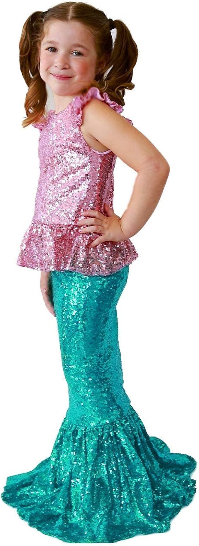 Butterfly Craze Little Girl's Mermaid Costume, Top/Dress with Skirt - Perfect for Birthday Partie... | Amazon (US)