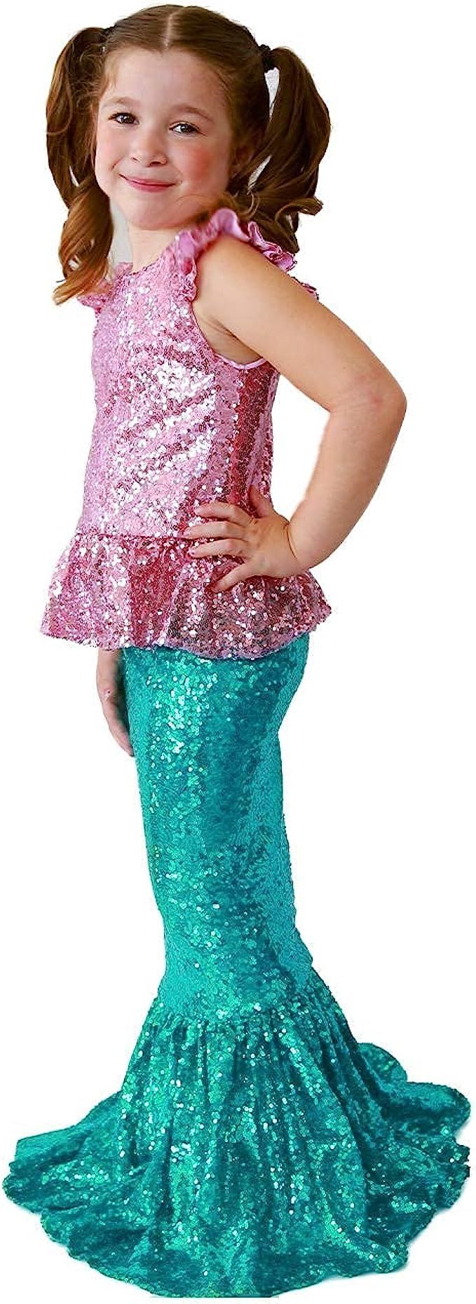 Butterfly Craze Little Girl's Mermaid Costume, Top/Dress with Skirt - Perfect for Birthday Partie... | Amazon (US)