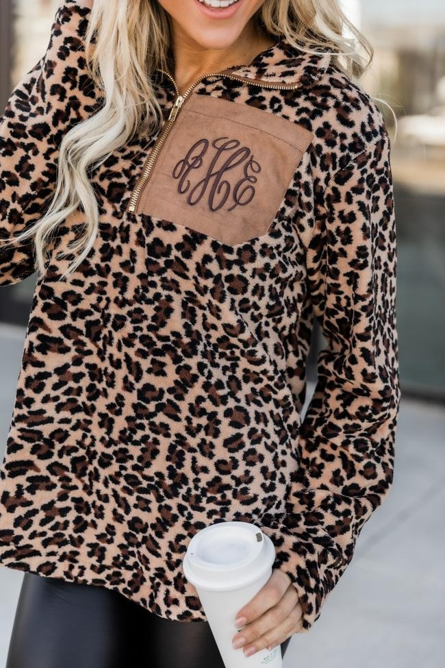 All Snowed In Monogram Animal Print Brown Pullover DOORBUSTER | The Pink Lily Boutique