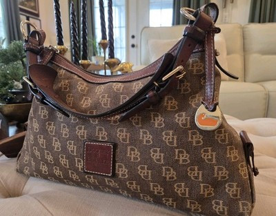 2015 Dooney & Bourke XLarge 15" Gretta Hobo Brown "DB" Monogram Rare Pink Gingha | eBay US