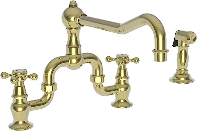 Newport Brass 9452-1/03N Chesterfield Double Handle Bridge Kitchen Faucet with Side Spray and Met... | Amazon (US)