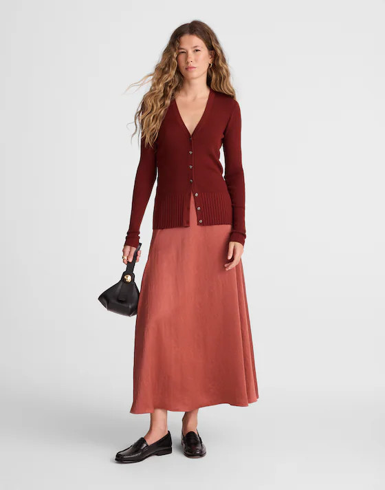 V-Neck Cardigan in Merino-Silk Blend | Madewell