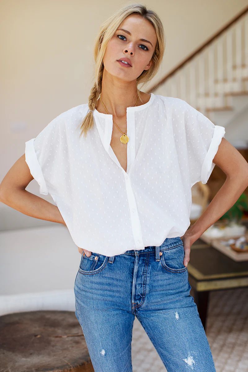 India Button Down 2 - Ivory Dots Organic | Emerson Fry
