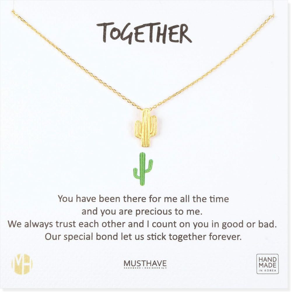 MUSTHAVE Together Cactus 18K Gold Plated Necklace With Message Card, Yellow and White Color, Anch... | Amazon (US)