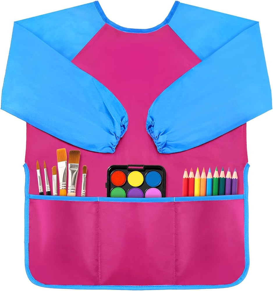 Art Smock for Kids, Toddler Paint Smock Painting Apron, Children Apron With Long Sleeve and 3 Poc... | Amazon (US)