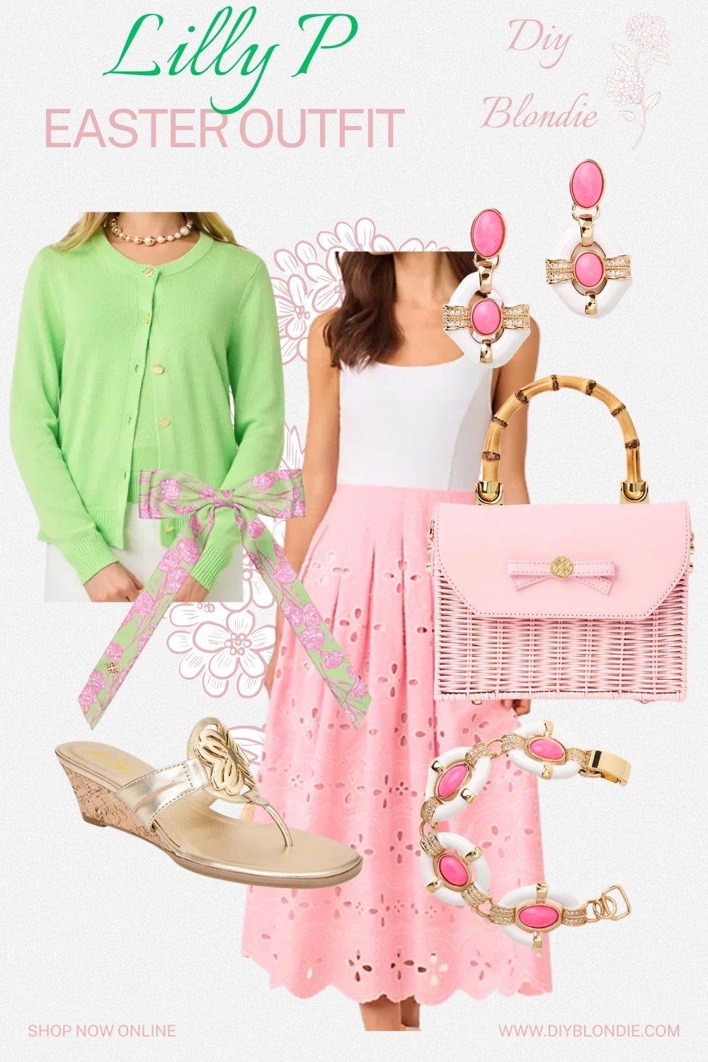 If you’ve been following me for awhile, then you know I LOVE Lilly Pulitzer.  I even named one of my cats after her!  Everything about her style is classic and polished, and definitely Southern, just like me!  I think this would make the CUTEST Easter outfit and that PURSE!  Y’all!!!!

#spring #springoutfit #easter #easterstyle #preppy #southern