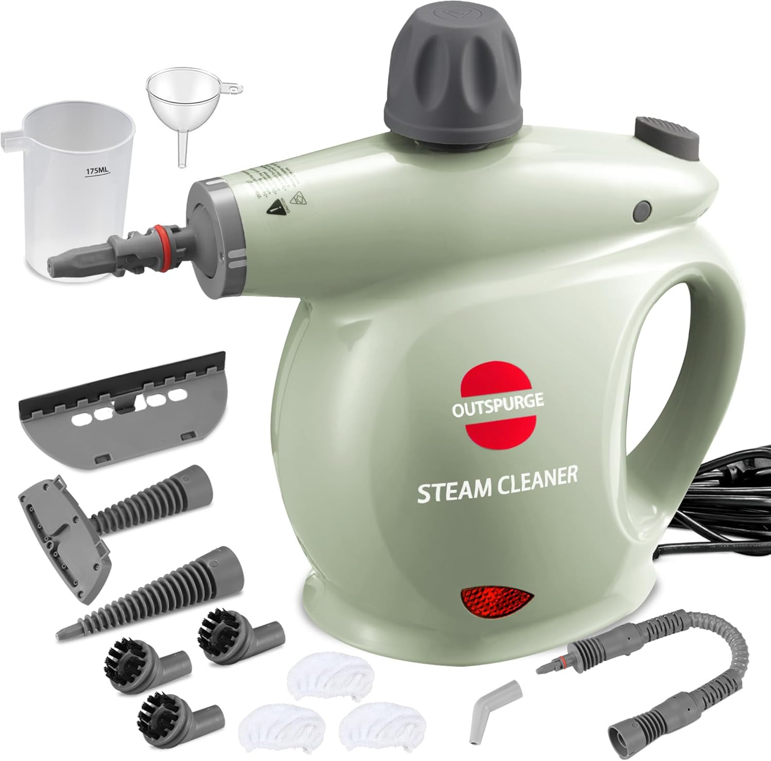 Handheld Steam Cleaner, Pressurized Multi-Surface Steam Shot with 13 Accessories, Safety Lock, Steamer for Cleaning Floor, Upholstery, Grout, Windows, Couch and Car, Green | Amazon (US)