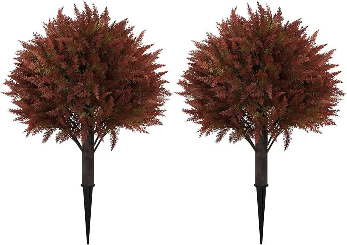 24" Artificial Fall Outdoor Plants, Faux Cypress Bushes & Shrubs, Set of 2 | Amazon (US)