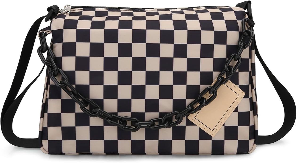 DOB SECHS Crossbody Purse Small Messenger Bag for Women Shoulder Bag Black and White Checkered | Amazon (US)