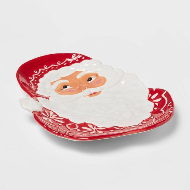 Earthenware Figural Santa Lighter Skin Tone Serving Platter - Threshold™ | Target