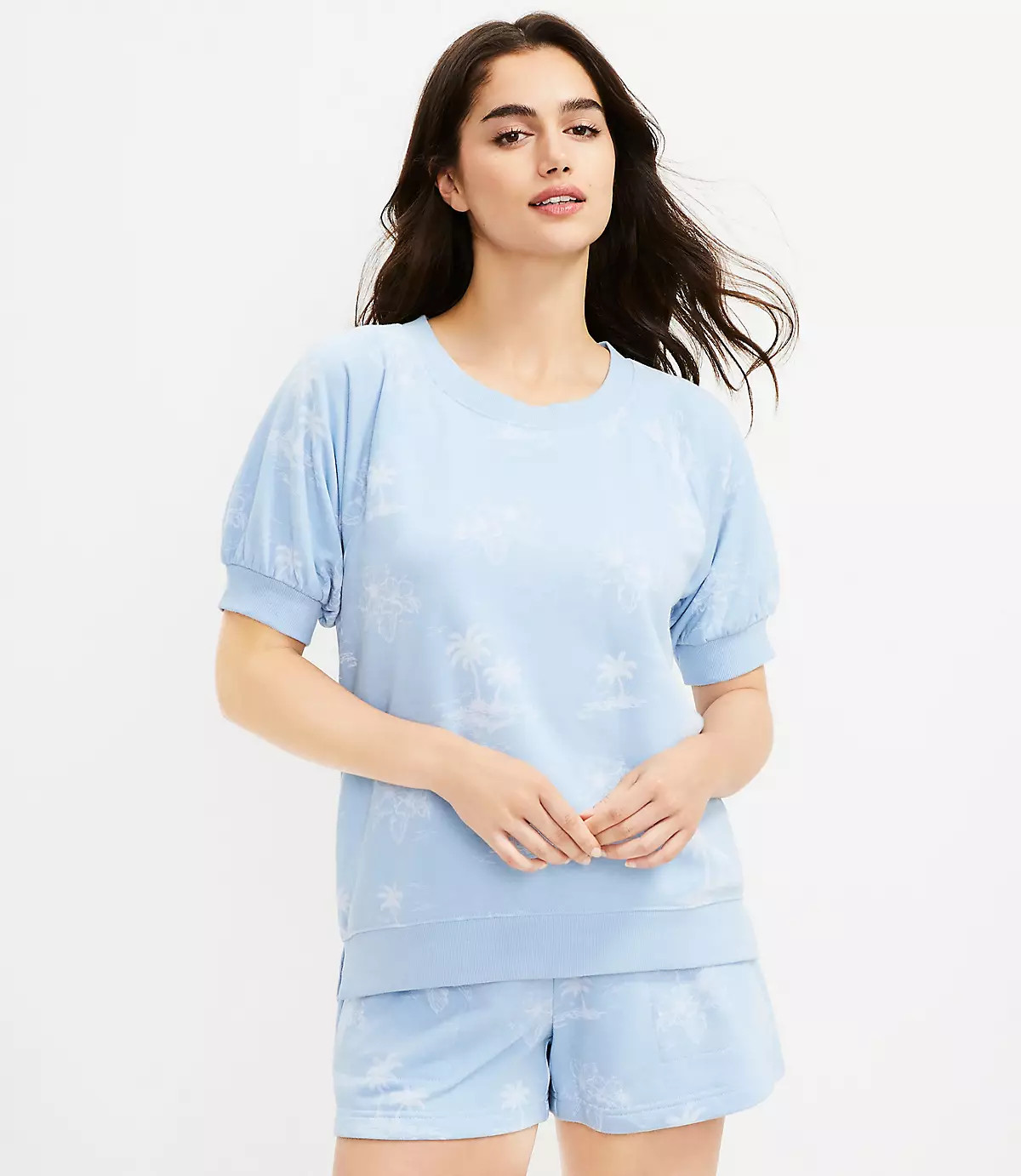 Lou & Grey Palm Cozy Cotton Terry Sweatshirt Tee | LOFT | LOFT