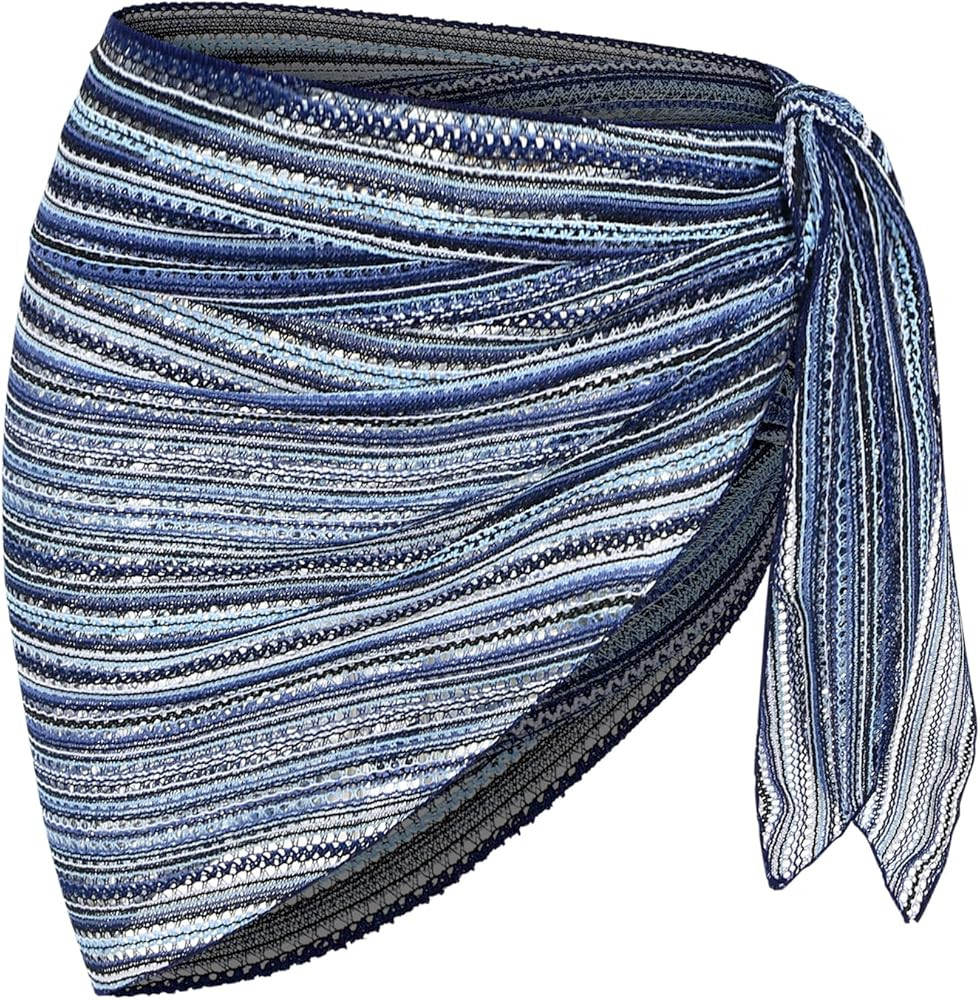 ZAFUL Sarong Coverups for Women Beach Vacation Fishnet See Thru Tie Side Bathing Suit Cover Up Mi... | Amazon (US)