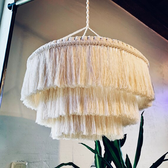 Boho light. Fringe Chandelier Macrame Lamp Shade Macrame | Etsy | Etsy (US)