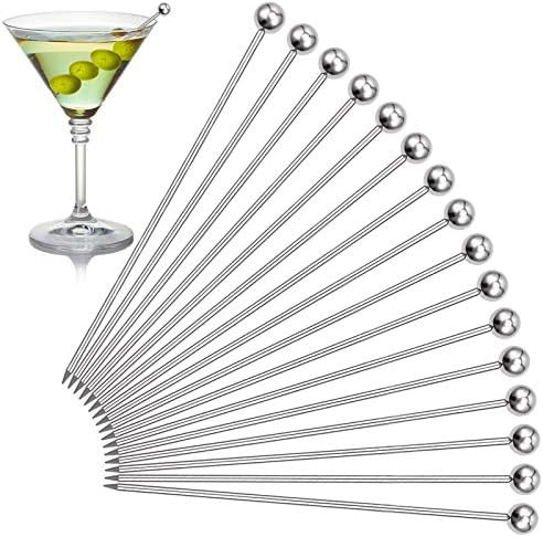Cocktail Picks, 16PCS Upgrade Stainless Steel Toothpicks Martini Olive Skewers, Reusable Metal Dr... | Amazon (UK)