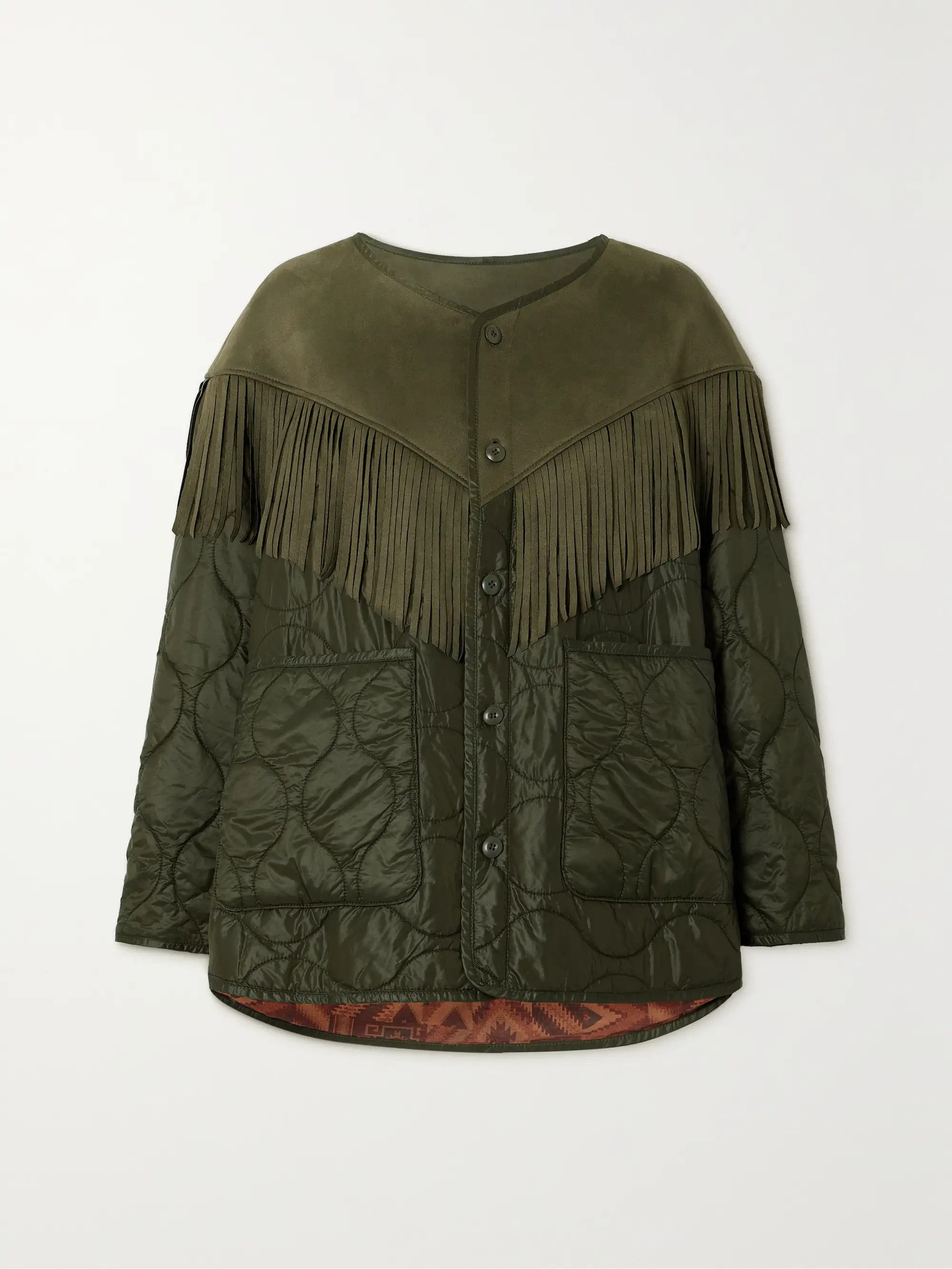 The Tip Off fringed faux suede and quilted shell jacket | NET-A-PORTER (US)