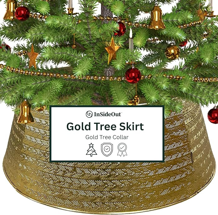 Gold Metal Christmas Tree Collar, Decorative Christmas Tree Skirt Alternative for Base Cover, Dur... | Amazon (US)