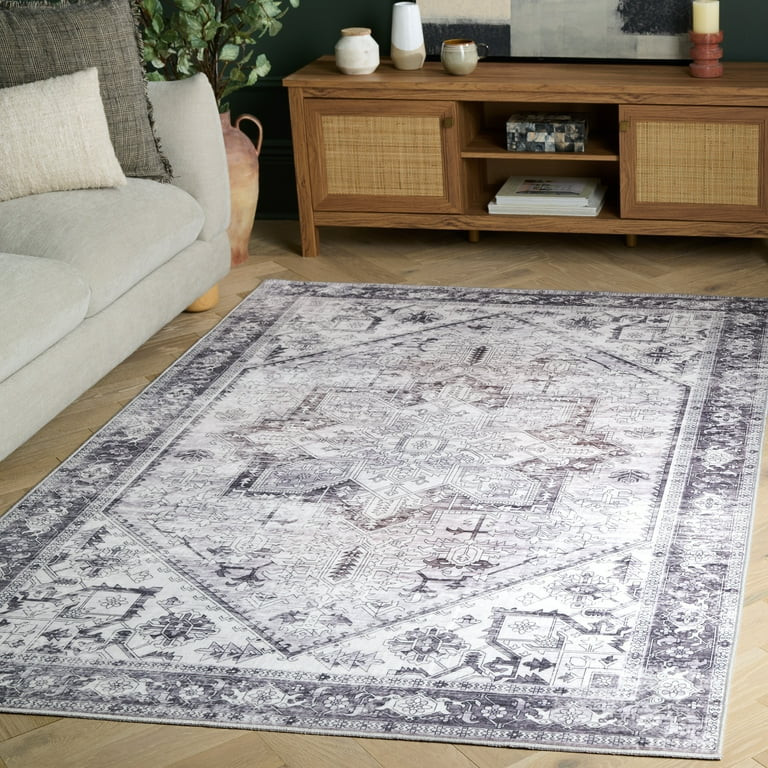 SAFAVIEH Arizona Rhine Oriental Machine Washable Area Rug, Beige/Gray, 5' x 7' | Walmart (US)