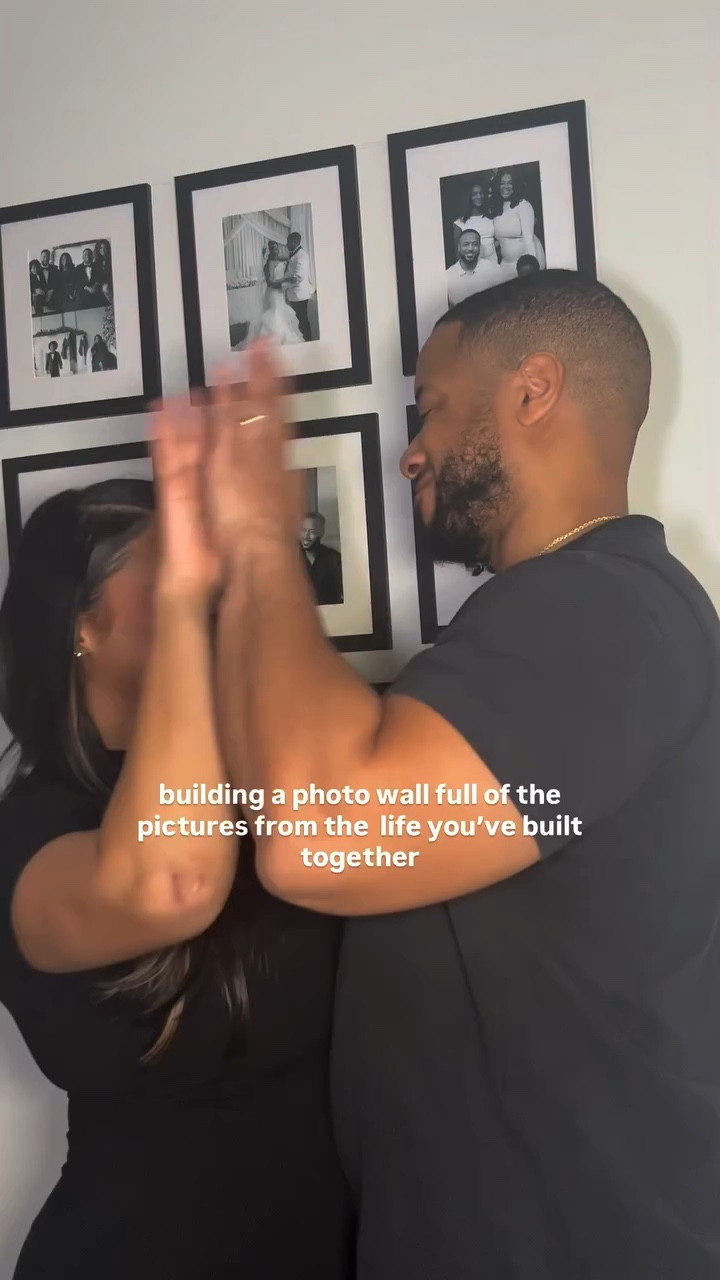 🥹love when the vision comes to life! 🙌🏾wanted to do a black and white gallery wall in the house for a minute - so glad we got the chance to start it together. photos printed at @walgreens & frames from @amazon. will be adding a few more!