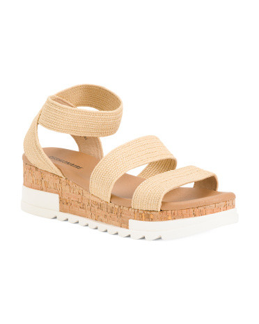 Raffia Ankle Strap Wedge Sandals | TJ Maxx