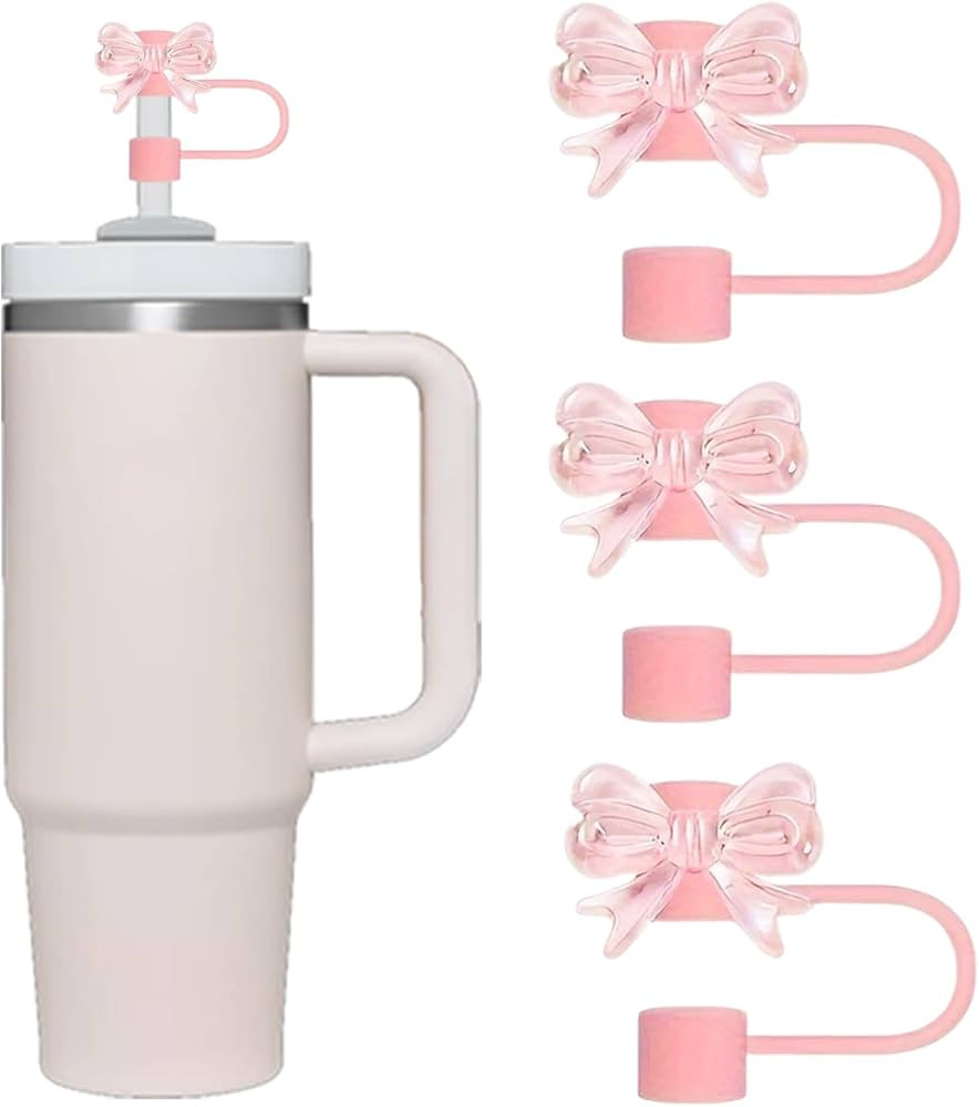 3 Pcs Bow Straw Topper Compatible with Stanley 30&40 oz Tumbler Cups, Reusable 10mm Straw Toppers... | Amazon (UK)
