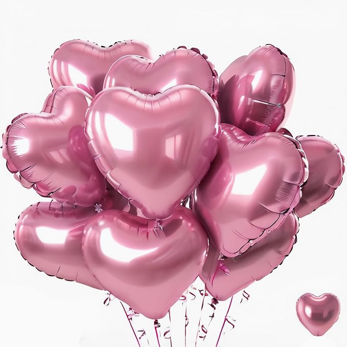 Pink Heart Balloons, 12PCS 18inch Pink Heart Shape Balloons, Valentine's Day Balloons for Pink Lo... | Amazon (US)