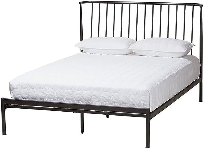BOWERY HILL Modern Metal Queen Spindle Platform Bed in Black | Amazon (US)