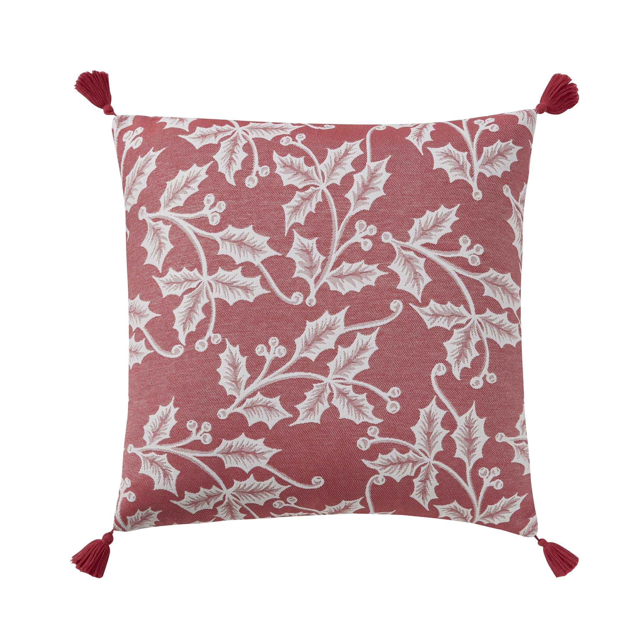 My Texas House Holly 20" x 20" Reversible Red Tassel Decorative Pillow Cover | Walmart (US)