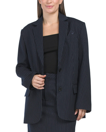Pinstripe Oversized Blazer | TJ Maxx
